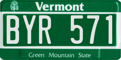 VT license plate BYR571