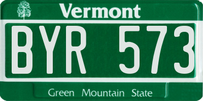 VT license plate BYR573