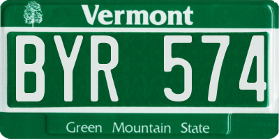VT license plate BYR574