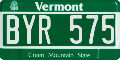 VT license plate BYR575