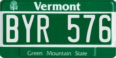 VT license plate BYR576