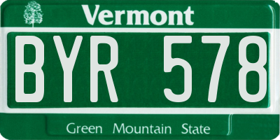 VT license plate BYR578