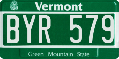 VT license plate BYR579
