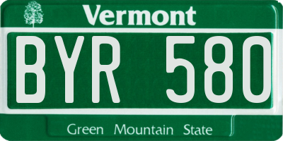 VT license plate BYR580