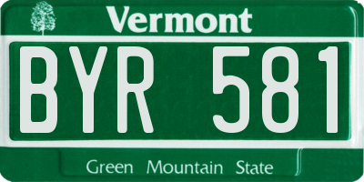 VT license plate BYR581
