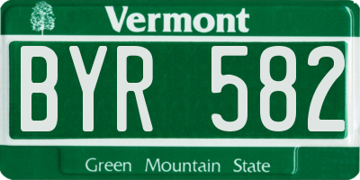 VT license plate BYR582