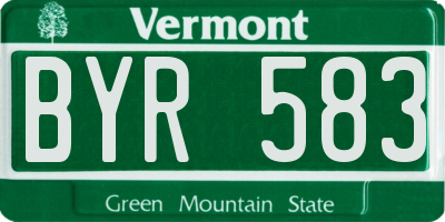 VT license plate BYR583