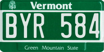 VT license plate BYR584