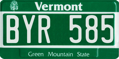VT license plate BYR585
