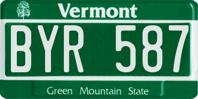 VT license plate BYR587