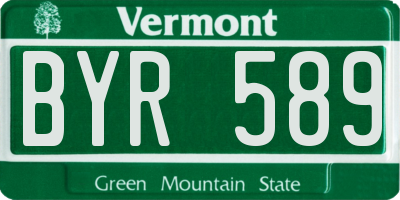 VT license plate BYR589
