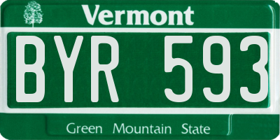 VT license plate BYR593