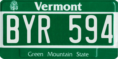 VT license plate BYR594
