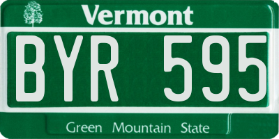 VT license plate BYR595