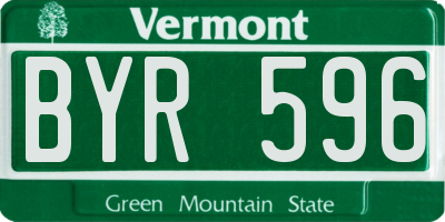 VT license plate BYR596