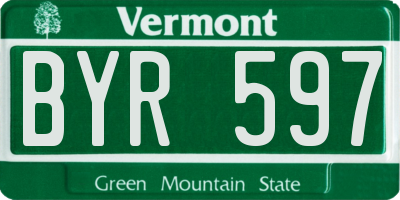 VT license plate BYR597