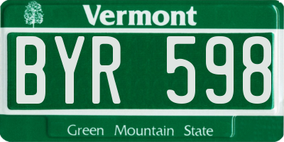 VT license plate BYR598