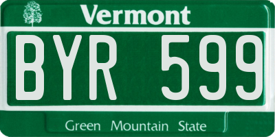 VT license plate BYR599