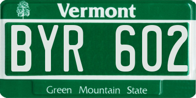 VT license plate BYR602