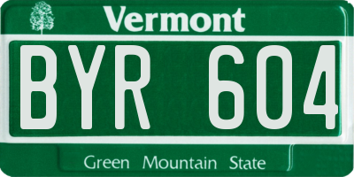 VT license plate BYR604
