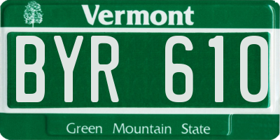 VT license plate BYR610