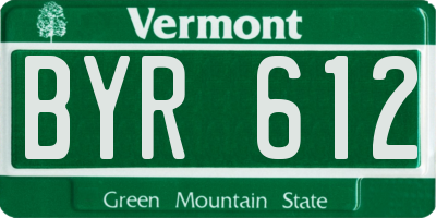 VT license plate BYR612