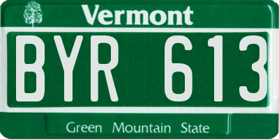 VT license plate BYR613