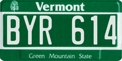 VT license plate BYR614
