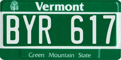 VT license plate BYR617