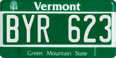 VT license plate BYR623