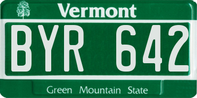 VT license plate BYR642