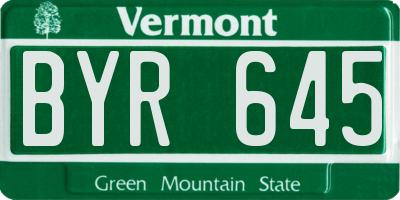 VT license plate BYR645