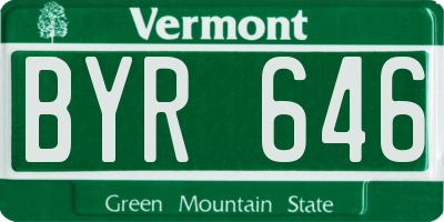 VT license plate BYR646
