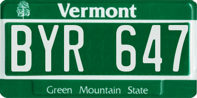 VT license plate BYR647