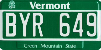 VT license plate BYR649