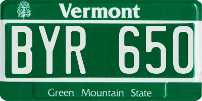 VT license plate BYR650