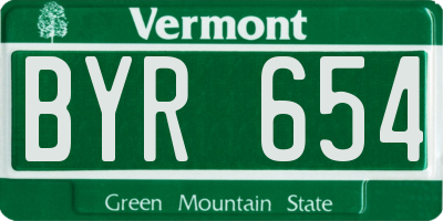 VT license plate BYR654