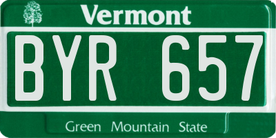 VT license plate BYR657