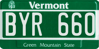 VT license plate BYR660