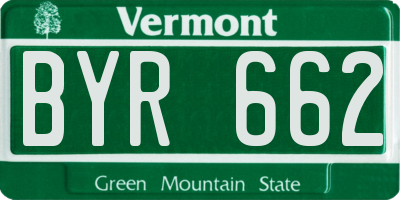 VT license plate BYR662