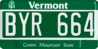 VT license plate BYR664