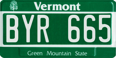VT license plate BYR665