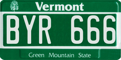 VT license plate BYR666