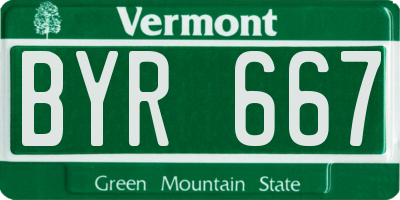 VT license plate BYR667