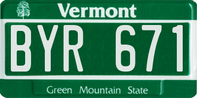 VT license plate BYR671