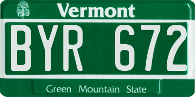 VT license plate BYR672