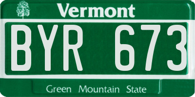 VT license plate BYR673