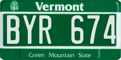 VT license plate BYR674