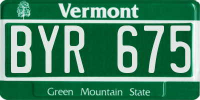 VT license plate BYR675