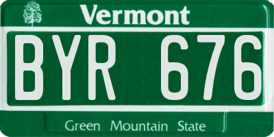 VT license plate BYR676